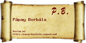 Pápay Borbála névjegykártya